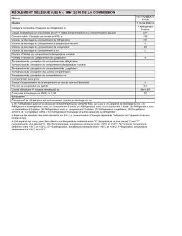 Product information | HOTPOINT/ARISTON T 16 A2 D S/HA Fridge/freezer combination Manuel utilisateur | Fixfr