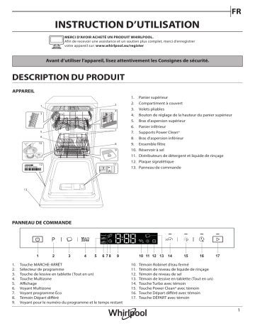 Whirlpool WSIP 4O23 PFE Dishwasher Manuel utilisateur | Fixfr