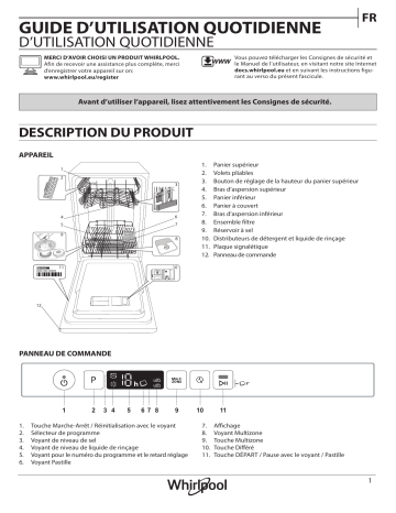 Whirlpool WSIC 3M17 Dishwasher Manuel utilisateur | Fixfr