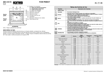 Ignis AKS 143/01 IX Oven Manuel utilisateur | Fixfr