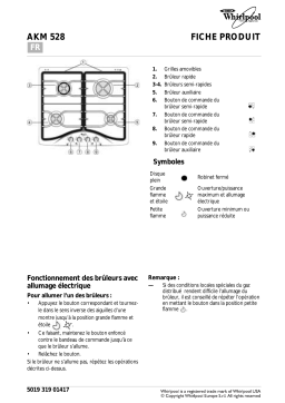 Whirlpool AKM 528/NA Hob Manuel utilisateur