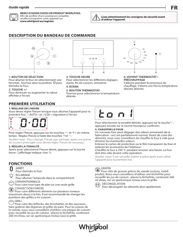 Whirlpool AKP 605 IX Oven Manuel utilisateur | Fixfr