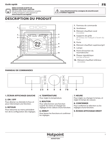 FI4 854 P IX HA | FI4 800 P BL HA | FI4 854 P BL HA | FI4 485 P IX | HOTPOINT/ARISTON FI5 854 P IX HA Oven Manuel utilisateur | Fixfr