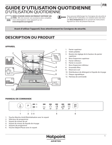 HOTPOINT/ARISTON ELTB 4B019 EU Dishwasher Manuel utilisateur | Fixfr