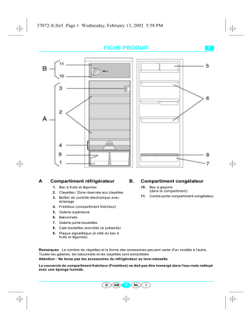 APM 6528 | KVIE 2099/A | KVIF 2009/A | KVIF 2000/A BK | KVIF 2169 | Bauknecht KD6122BGUU/A01 Refrigerator Manuel utilisateur | Fixfr