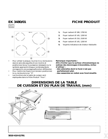 Bauknecht EK 3480 IN-1 Hob Manuel utilisateur | Fixfr