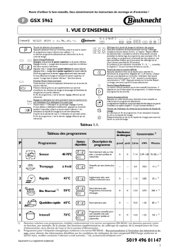 Bauknecht GSX 5962 Dishwasher Manuel utilisateur