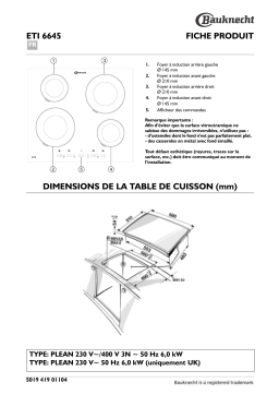 Bauknecht ETI 6645 IN Hob Manuel utilisateur