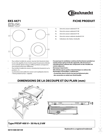 Bauknecht EKS 4471 IN Hob Manuel utilisateur | Fixfr