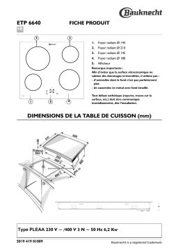 Bauknecht ETP 6640 IN Hob Manuel utilisateur