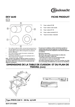 Bauknecht EKV 6640 IN Hob Manuel utilisateur