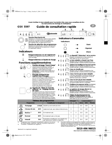 Bauknecht GSX 5597/1 G Dishwasher Manuel utilisateur | Fixfr