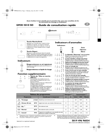 Bauknecht GMI 5010 SD IN Dishwasher Manuel utilisateur | Fixfr