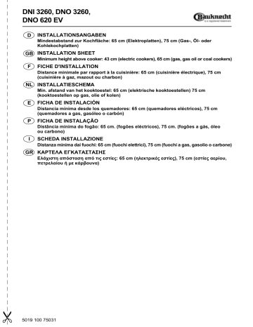 DNO 620 EV | 620 EV/WS | DNI 3260 SW | DNI 3260 F WS | DNO 3260 | DNI 3260 WS | DNI 3260 F SW | Bauknecht DNO 620 SG Hood Manuel utilisateur | Fixfr