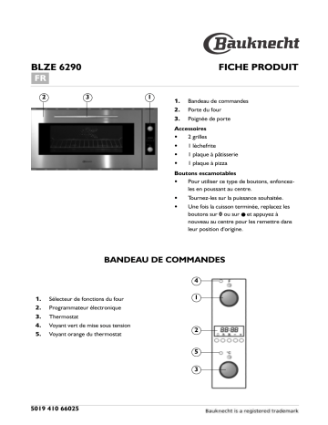 Bauknecht BLZE 6290/IN Oven Manuel utilisateur | Fixfr