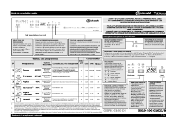 Bauknecht GSFK 6140 DI WS Dishwasher Manuel utilisateur | Fixfr