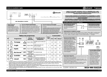 Bauknecht GSFK 6030 DI WS Dishwasher Manuel utilisateur | Fixfr