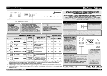 Bauknecht GSFK 6030 DI WS Dishwasher Manuel utilisateur | Fixfr