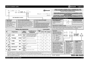 Bauknecht GSF 6920 WH Dishwasher Manuel utilisateur | Fixfr