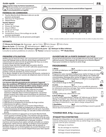 Bauknecht T M11 82SK CH Dryer Manuel utilisateur | Fixfr
