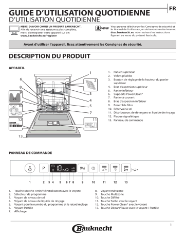 Bauknecht BCIO 3T333 PE S CH Dishwasher Manuel utilisateur | Fixfr