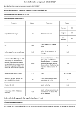 Bauknecht BCIO 3T122 PES CH Dishwasher Manuel utilisateur