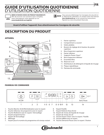 Bauknecht BFC 3C26 PF A Dishwasher Manuel utilisateur | Fixfr