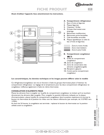 Bauknecht KDI 11411/A+ Fridge/freezer combination Manuel utilisateur | Fixfr