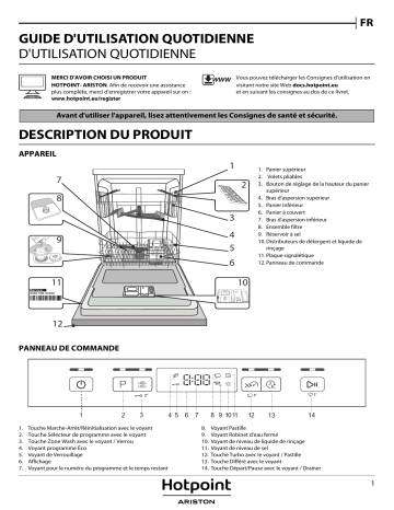 HOTPOINT/ARISTON HRFC 3C24 Dishwasher Manuel utilisateur | Fixfr