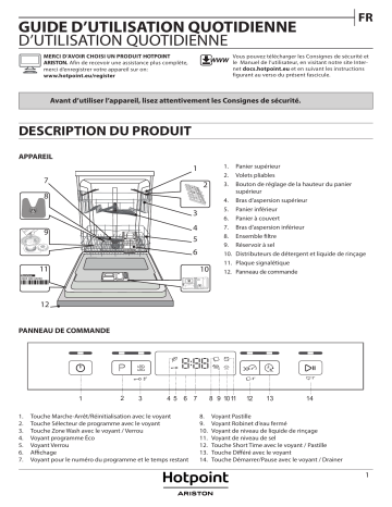 HOTPOINT/ARISTON IHFC 3B+26 X Dishwasher Manuel utilisateur | Fixfr