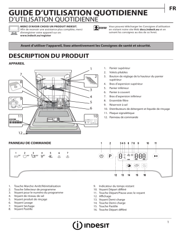 Indesit TDFP 57BP96 NX EU Dishwasher Manuel utilisateur | Fixfr