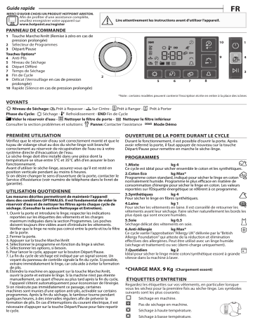 HOTPOINT/ARISTON NT M11 91WK EU Dryer Manuel utilisateur | Fixfr