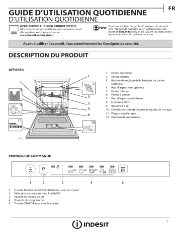 Indesit DMIE 2B19 Dishwasher Manuel utilisateur | Fixfr