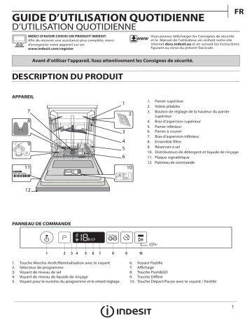 Indesit DIC 3C24 A Dishwasher Manuel utilisateur | Fixfr