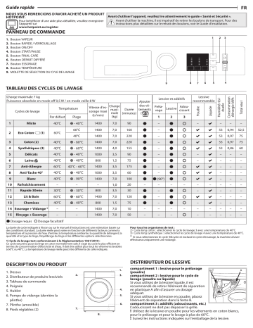 HOTPOINT/ARISTON N CO M10 743 B FR Washing machine Manuel utilisateur | Fixfr