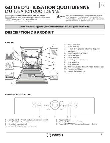 Indesit DFE 1B19 13 Dishwasher Manuel utilisateur | Fixfr