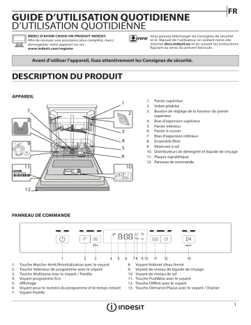 Indesit DBC 3C24 AC X Dishwasher Manuel utilisateur | Fixfr