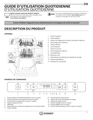 Indesit DSFO 3T224 Dishwasher Manuel utilisateur | Fixfr