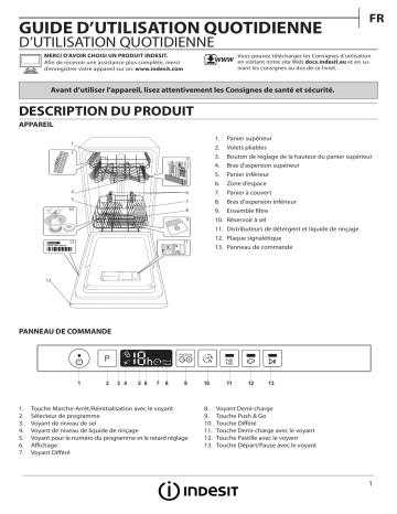 Indesit DSIO 3T224 CE Dishwasher Manuel utilisateur | Fixfr