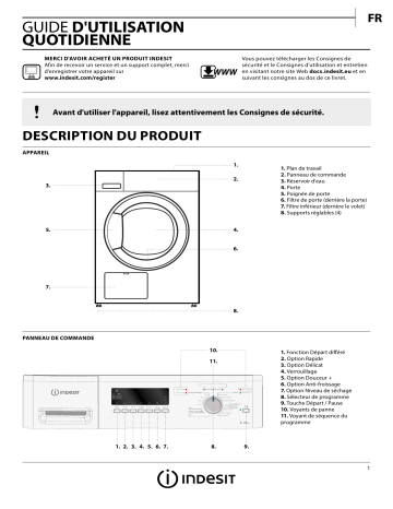 Indesit INDH80310 Dryer Manuel utilisateur | Fixfr