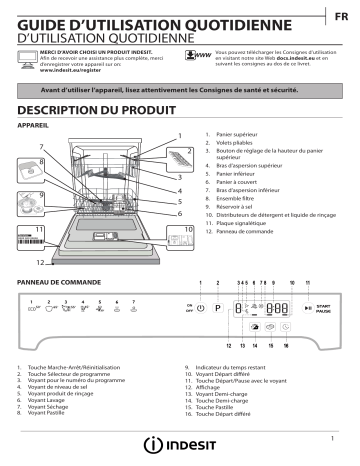 Indesit TDFP 57BP96 EU Dishwasher Manuel utilisateur | Fixfr