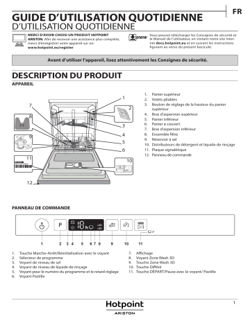 HOTPOINT/ARISTON HIC 3C26 CW Dishwasher Manuel utilisateur | Fixfr