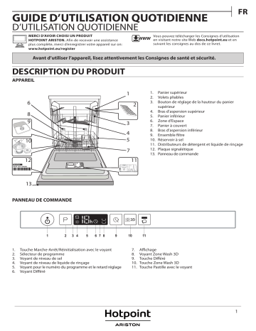 HOTPOINT/ARISTON HKIO 3T1239 W E Dishwasher Manuel utilisateur | Fixfr
