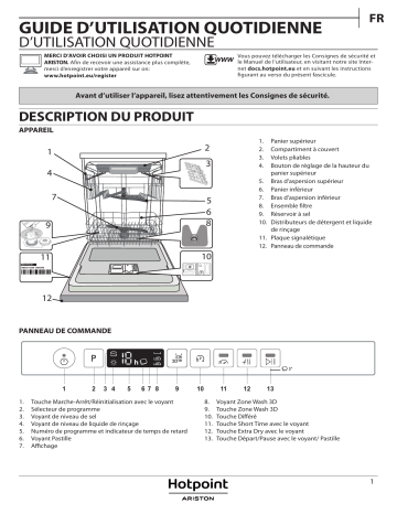 HOTPOINT/ARISTON HIO 3T133 WF Dishwasher Manuel utilisateur | Fixfr