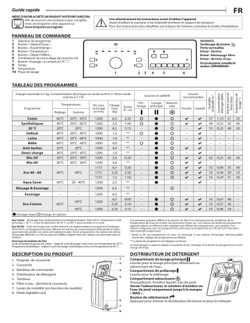 HOTPOINT/ARISTON WMTG 6524B FR/N Washing machine Manuel utilisateur | Fixfr