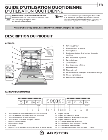 LFO 3P31 WL X | Ariston LFO 3P31 WL Dishwasher Manuel utilisateur | Fixfr