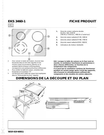 EKS 3460-1 WS | EKS 3460-1 IN | Bauknecht EKS 3460-1 SW Hob Manuel utilisateur | Fixfr