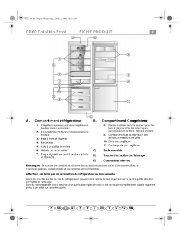 SV 194 | CBA 308 NF/AL | Bauknecht KGNA 3601 Fridge/freezer combination Manuel utilisateur | Fixfr