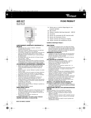 Whirlpool AKR 027/IX/01 Hob Manuel utilisateur | Fixfr