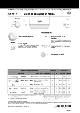 Whirlpool ADP 4540 WH Dishwasher Manuel utilisateur